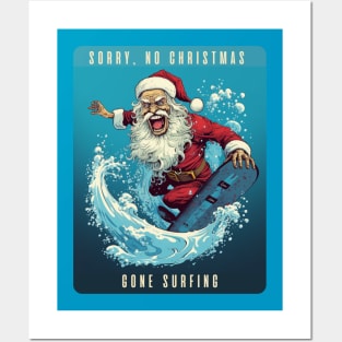 Santa Gone Surfing Posters and Art